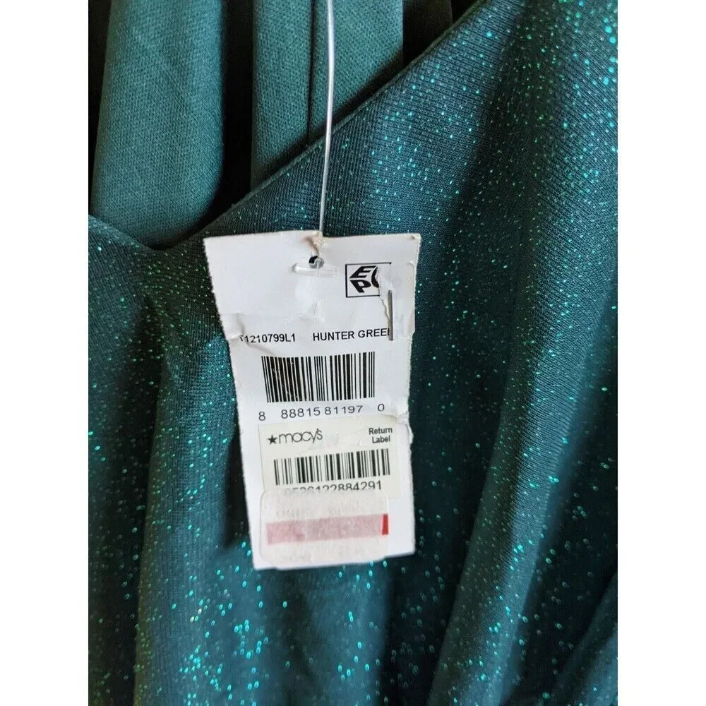 Connected Apparel Dress Hunter Green Glitter Party V-Neck Size 22W